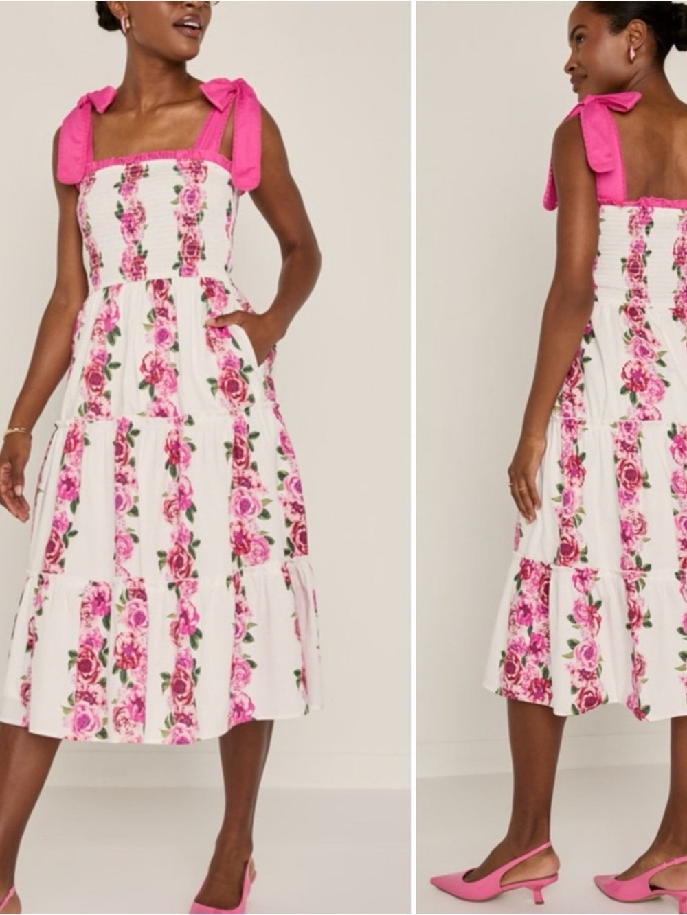 NEW Francesa’s Mia Tie Strap Midi Dress in Pink Rose, size M